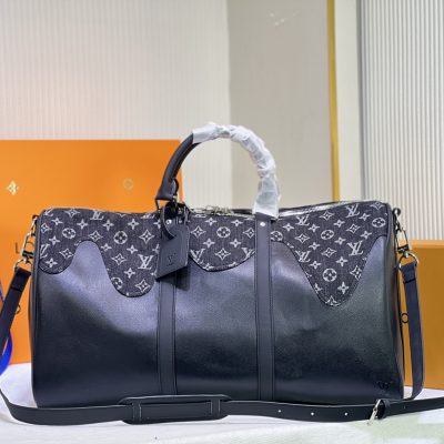 Replica LV Keepall Bandouliere 50 M45975 Black Travel Bag