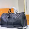 Best Replicas Bags - Replica LV Keepall Bandouliere 50 M45975 Black Travel Bag Shop For Best Louis Vuitton LV Replica Bags With Cheap Price