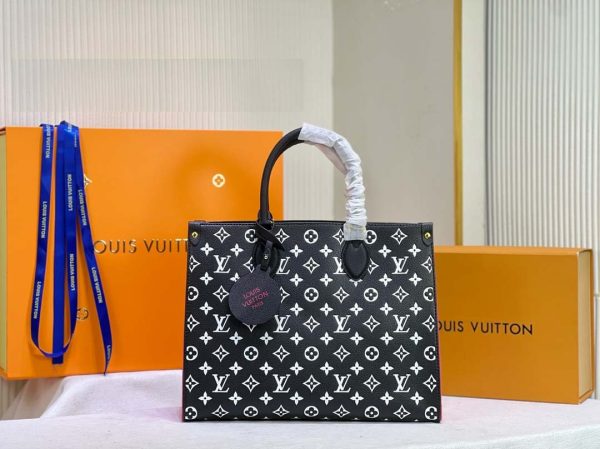 LV Monogram A4 Leather Onthego Replica Tote Bag - Image 2