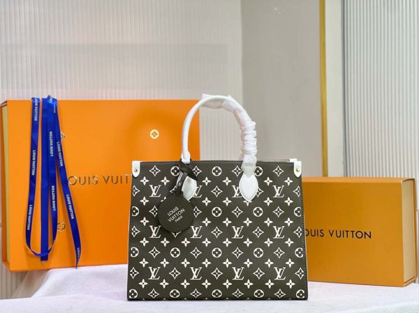 LV Monogram A4 Leather Onthego Replica Tote Bag - Image 12