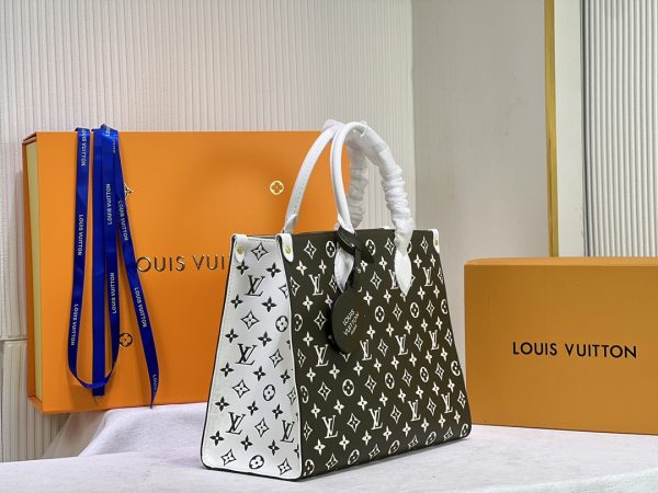 LV Monogram A4 Leather Onthego Replica Tote Bag - Image 13