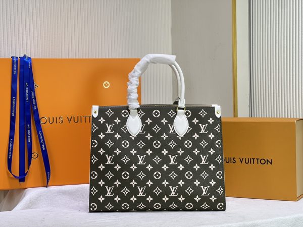 LV Monogram A4 Leather Onthego Replica Tote Bag - Image 14