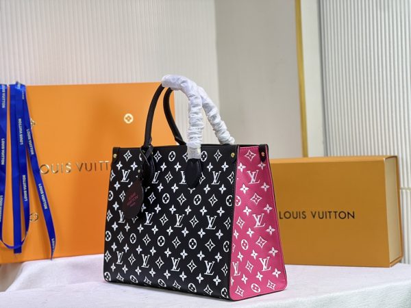 LV Monogram A4 Leather Onthego Replica Tote Bag - Image 3