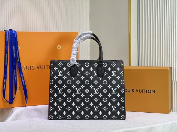 LV Monogram A4 Leather Onthego Replica Tote Bag - Image 4