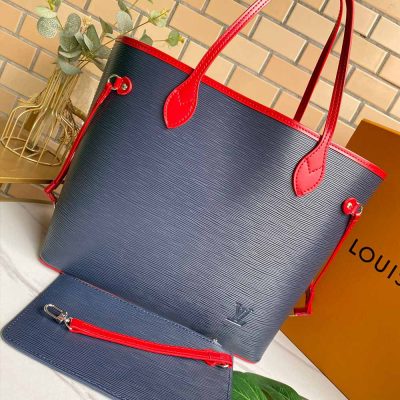 Replica LV Neverfull MM Epi Leather Navy/Black/Red Bag