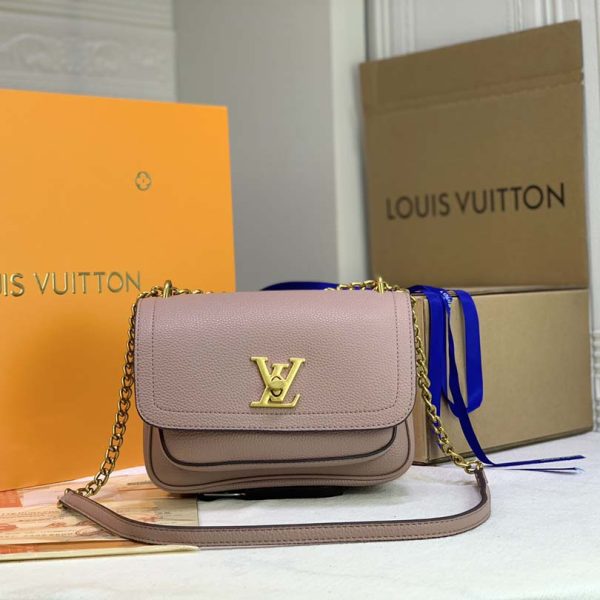 Replica LV Lockme Chain PM in Black, White & Pink - Image 2