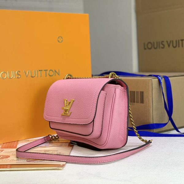 Replica LV Lockme Chain PM in Black, White & Pink - Image 11