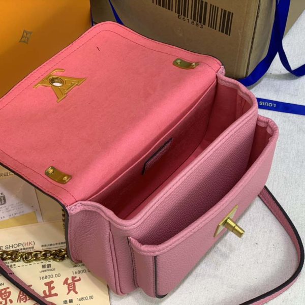 Replica LV Lockme Chain PM in Black, White & Pink - Image 13