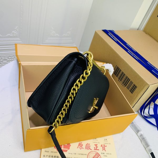 Replica LV Lockme Chain PM in Black, White & Pink - Image 14