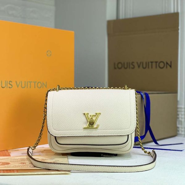 Replica LV Lockme Chain PM in Black, White & Pink - Image 6