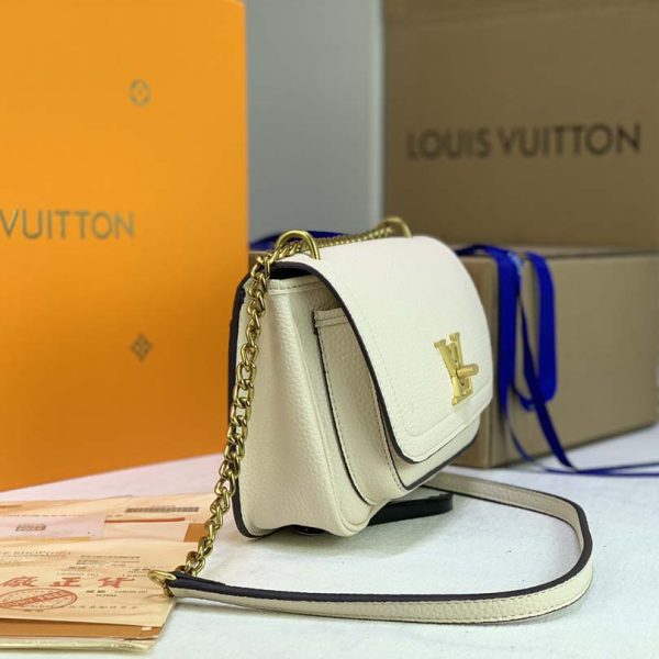 Replica LV Lockme Chain PM in Black, White & Pink - Image 7