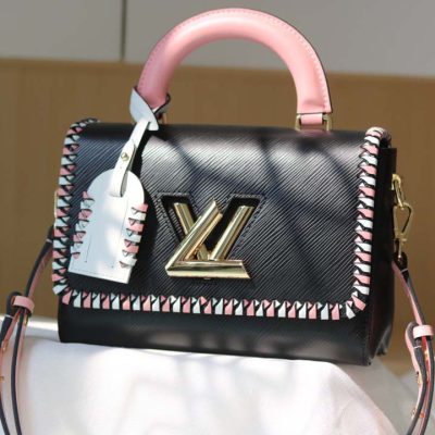 Louis Vuitton Twist MM Replica Handbag in Black, Pink, Brown