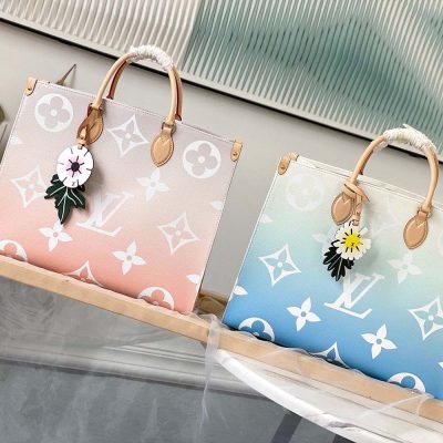 Replica LV Onthego GM Blue Pink Mist Tote Bag
