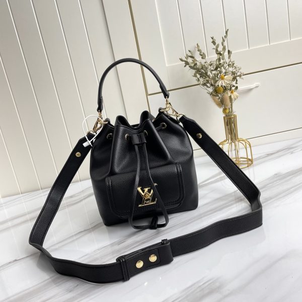 Replica LV Lockme Bucket Bag in Black, Brown & Grey - Image 2