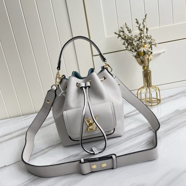 Replica LV Lockme Bucket Bag in Black, Brown & Grey - Image 12