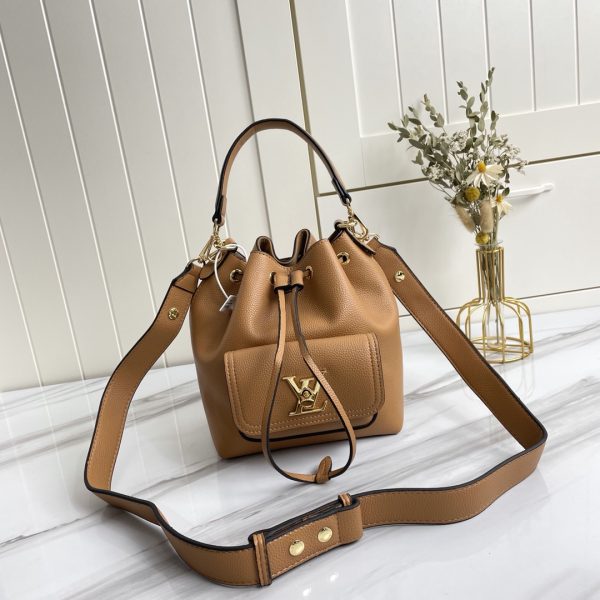 Replica LV Lockme Bucket Bag in Black, Brown & Grey - Image 7