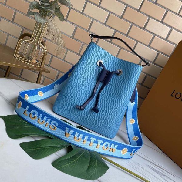 Replica LV Neonoe Bb Bag in Blue, Beige & Orange - Image 5