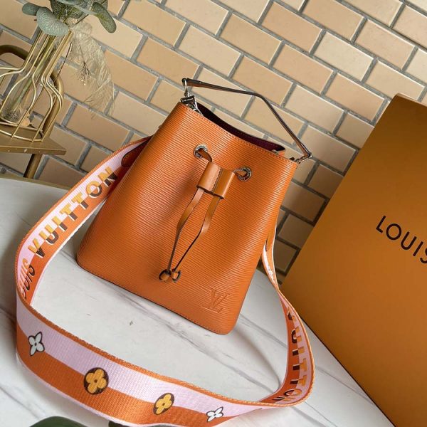 Replica LV Neonoe Bb Bag in Blue, Beige & Orange - Image 9