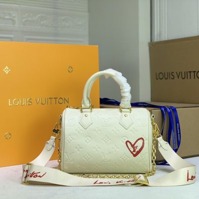 Louis Vuitton Speedy Bandouliere 22 Replica - White & Pink