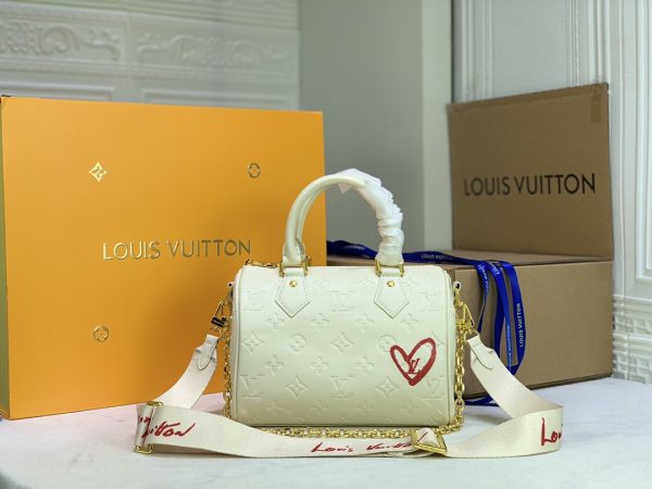 Louis Vuitton Speedy Bandouliere 22 Replica - White & Pink