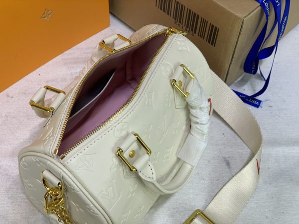 Louis Vuitton Speedy Bandouliere 22 Replica - White & Pink - Image 5