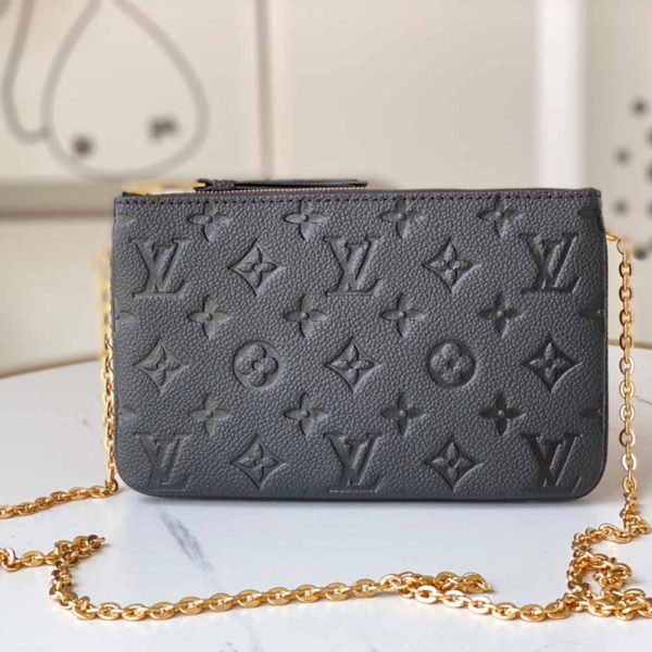 Luxury Replica Louis Vuitton Double Zip Pochette Black/Blue