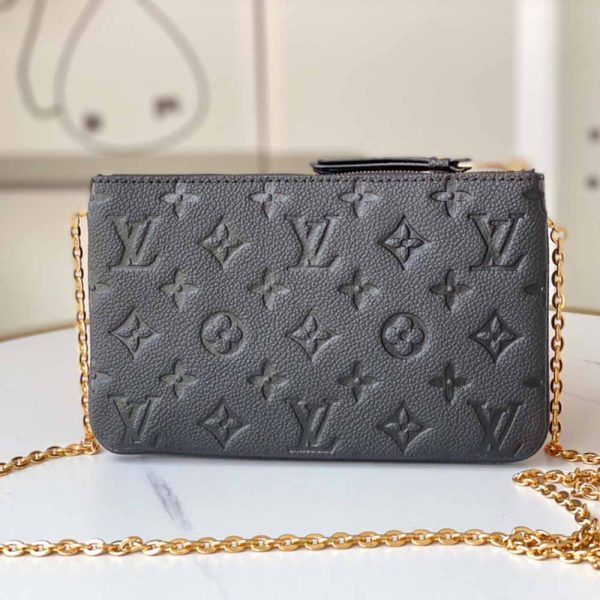 Luxury Replica Louis Vuitton Double Zip Pochette Black/Blue - Image 3