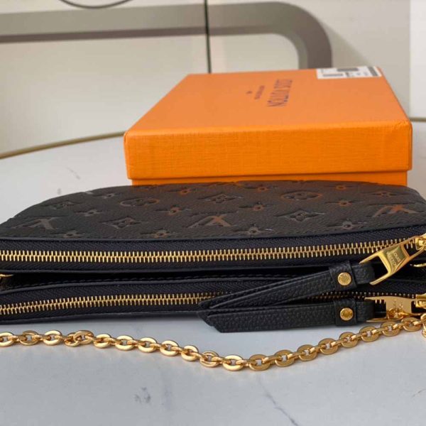 Luxury Replica Louis Vuitton Double Zip Pochette Black/Blue - Image 4