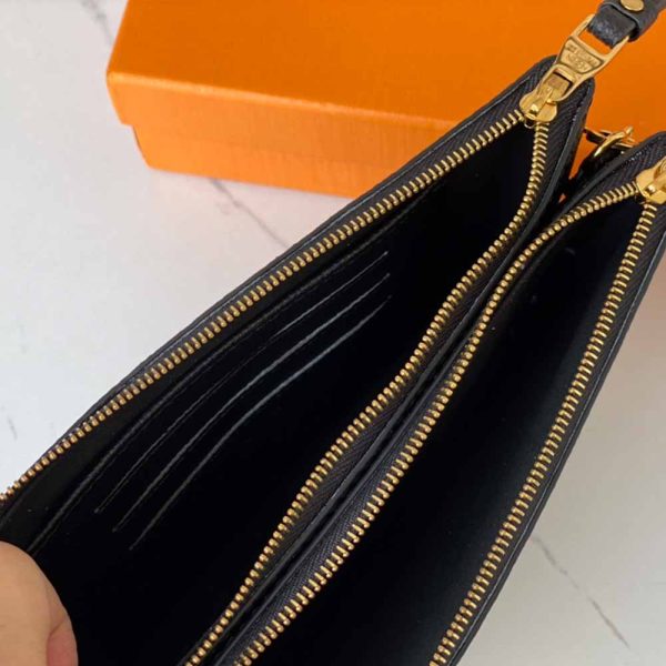 Luxury Replica Louis Vuitton Double Zip Pochette Black/Blue - Image 9