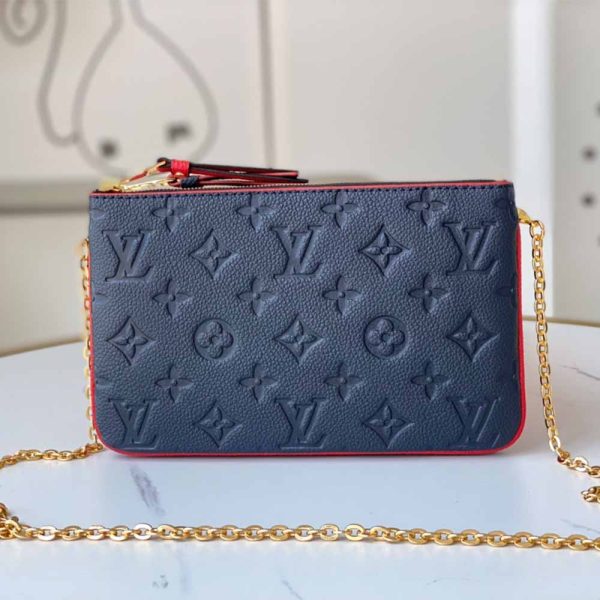 Luxury Replica Louis Vuitton Double Zip Pochette Black/Blue - Image 13