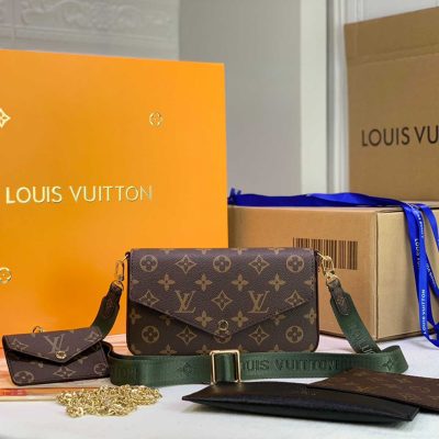 Louis Vuitton Felicie Strap & Go Replica Green/Pink M80091