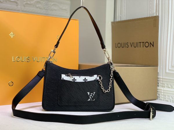 Replica Louis Vuitton Marelle Handbag in Black, White, Brown - Image 2