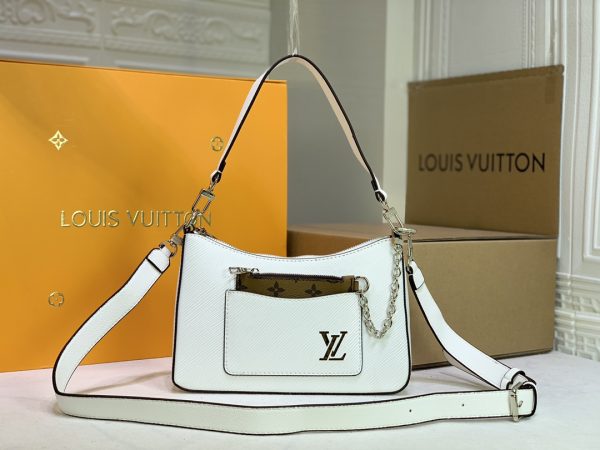 Replica Louis Vuitton Marelle Handbag in Black, White, Brown - Image 12
