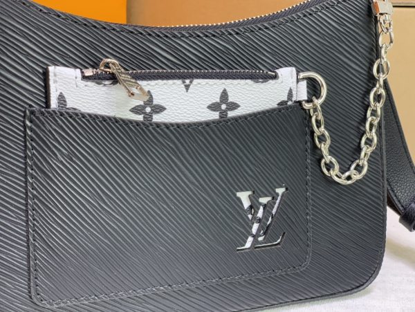 Replica Louis Vuitton Marelle Handbag in Black, White, Brown - Image 4