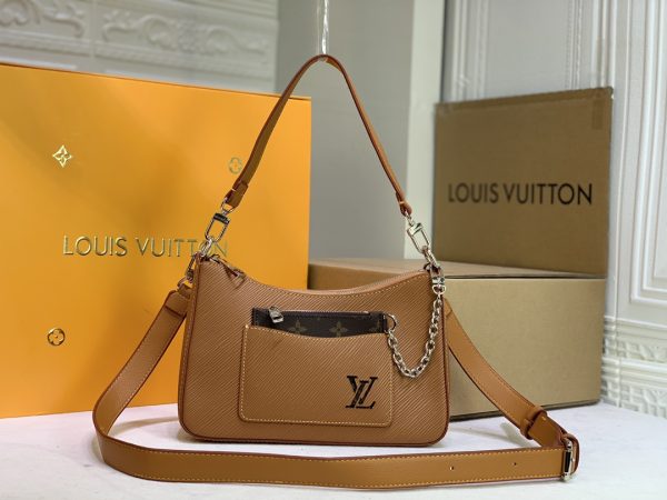 Replica Louis Vuitton Marelle Handbag in Black, White, Brown - Image 7