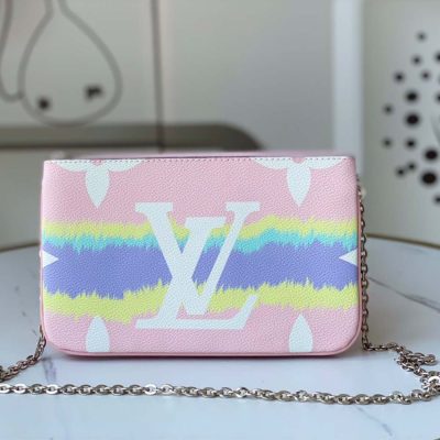 Replica LV Escale Double Zip Pochette in Pink/Red/Blue
