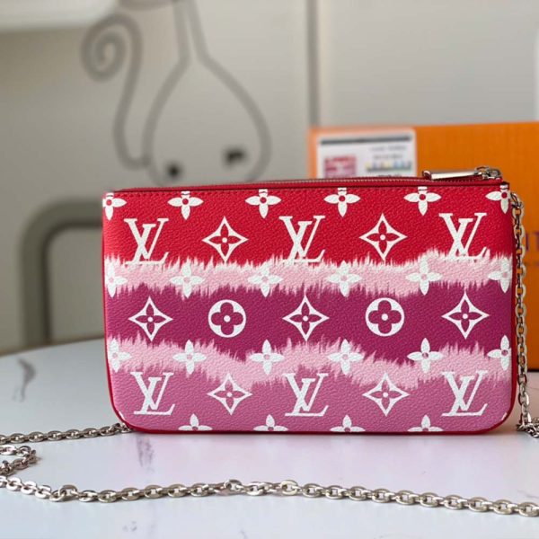 Replica LV Escale Double Zip Pochette in Pink/Red/Blue - Image 17