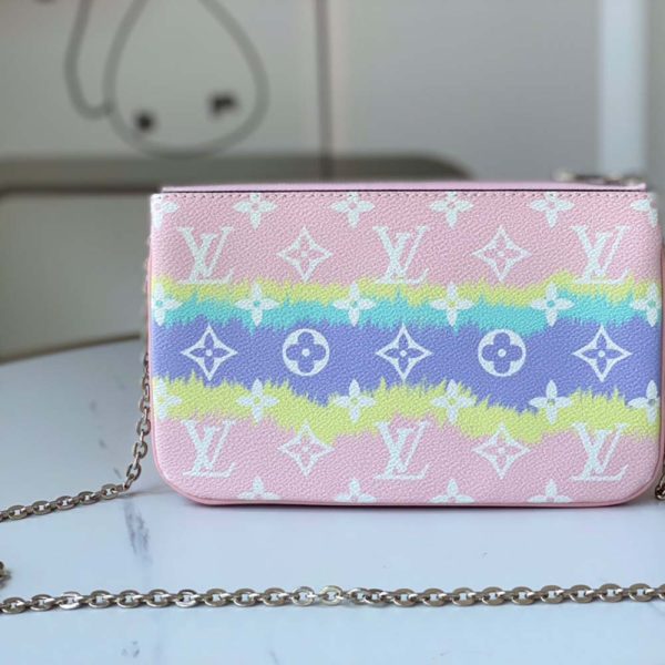 Replica LV Escale Double Zip Pochette in Pink/Red/Blue - Image 5