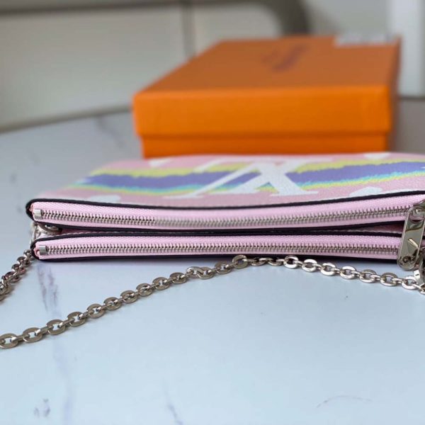 Replica LV Escale Double Zip Pochette in Pink/Red/Blue - Image 3
