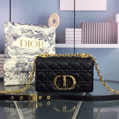 Replica Dior Small Dr Caro Bag in Black & Beige