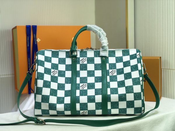 Replica LV Keepall Bandouliere 45 Green & Black Travel Bag