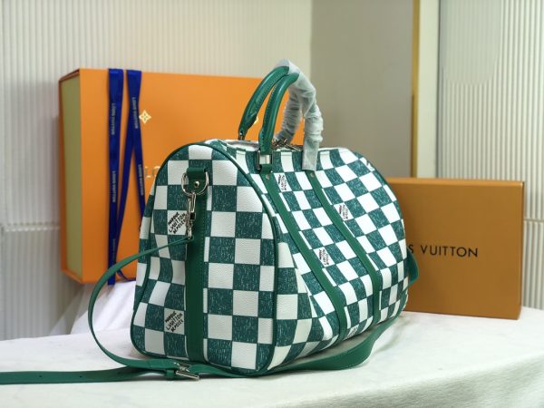 Replica LV Keepall Bandouliere 45 Green & Black Travel Bag - Image 2