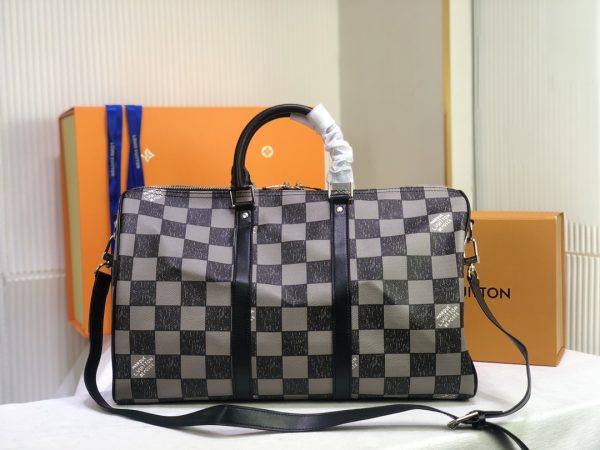 Replica LV Keepall Bandouliere 45 Green & Black Travel Bag - Image 7