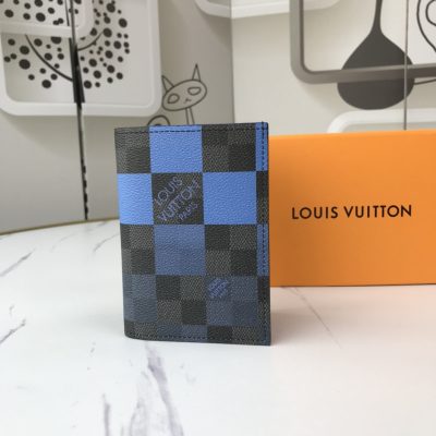 LV Replica Passport Cover in White, Blue & Orange - Style N60410