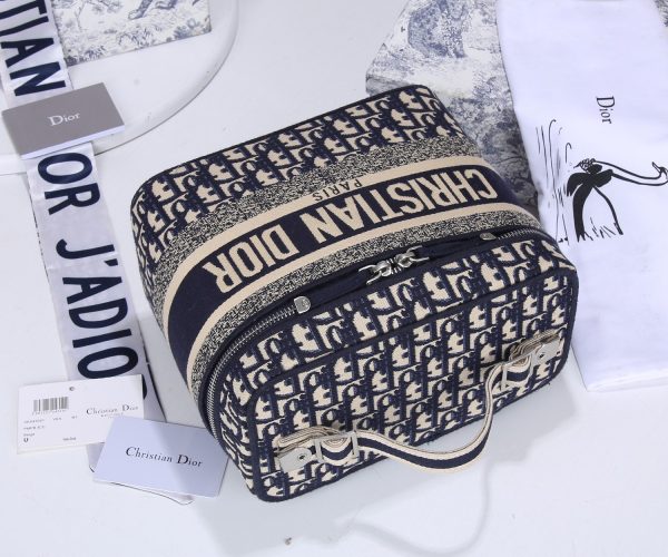 Replica Dior Navy/Gray Travel Vanity Case – Stylish & Compact - Image 2