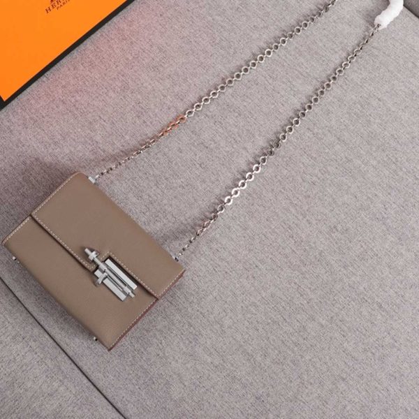 Replica Hermes Verrou Mini Bag in Beige, Black & Brown - Image 3