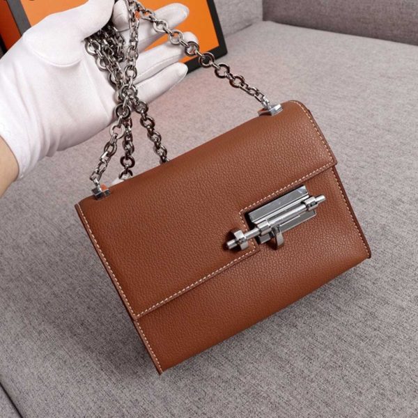 Replica Hermes Verrou Mini Bag in Beige, Black & Brown - Image 13