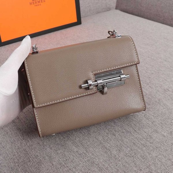 Replica Hermes Verrou Mini Bag in Beige, Black & Brown - Image 8
