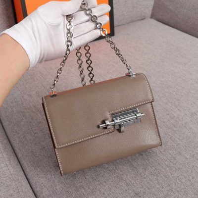 Replica Hermes Verrou Mini Bag in Beige, Black & Brown