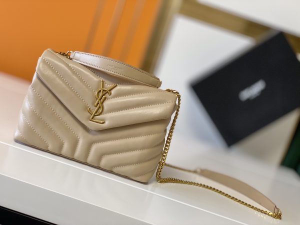 YSL Loulou Small Matelasse Leather Bag - Black, Beige, Red - Image 13